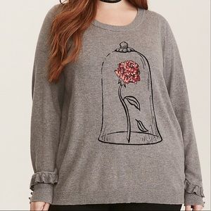 Disney Beauty and the Beast Sequin Rose Plus Size Sweater